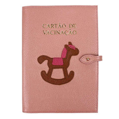 Porta Cartão de Vacina Little Horse + Caderneta de Saúde Impressa em Couro Personalizado