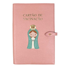 Porta Cartão de Vacina Nossa Senhora + Caderneta de Saúde Impressa em Couro Personalizado