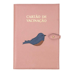 Porta Cartão de Vacina Passarinho em Couro Personalizado