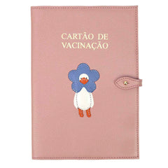 Porta Cartão de Vacina Funny Duck + Caderneta de Saúde Impressa em Couro Personalizado