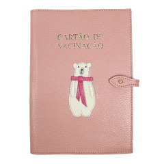 Porta Cartão de Vacina Urso Polar em Couro Personalizado