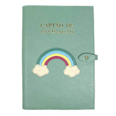 Porta Cartão de Vacina Arco Íris + Caderneta de Saúde Impressa em Couro Personalizado