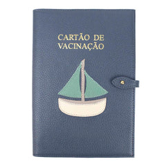 Porta Cartão de Vacina Barco + Caderneta de Saúde Impressa em Couro Personalizado