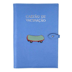 Porta Cartão de Vacina Skate + Caderneta de Saúde Impressa em Couro Personalizado