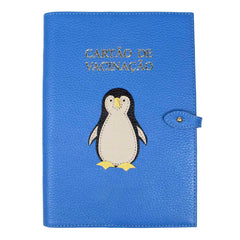 Porta Cartão de Vacina Pinguim em Couro Personalizado