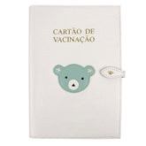 Porta Cartão de Vacina Blue Bear em Couro Personalizado