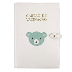Porta Cartão de Vacina Blue Bear + Caderneta de Saúde Impressa em Couro Personalizado