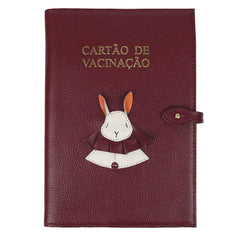 Porta Cartão de Vacina Coelho Robert + Caderneta de Saúde Impressa em Couro Personalizado