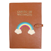 Porta Cartão de Vacina Arco Íris + Caderneta de Saúde Impressa em Couro Personalizado