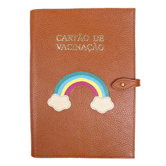 Porta Cartão de Vacina Arco Íris + Caderneta de Saúde Impressa em Couro Personalizado