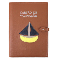 Porta Cartão de Vacina Barco em Couro Personalizada