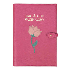 Porta Cartão de Vacina Tulipa em Couro Personalizado
