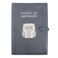 Porta Cartão de Vacina Coruja + Caderneta de Saúde Impressa em Couro Personalizado