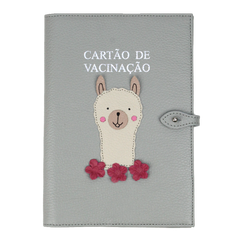 Porta Cartão de Vacina Lhama + Caderneta de Saúde Impressa em Couro Personalizado