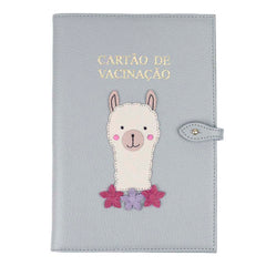 Porta Cartão de Vacina Lhama + Caderneta de Saúde Impressa em Couro Personalizado