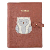 Porta Mini Cartão de Vacina - Modelo Einstein Coruja em Couro Personalizado
