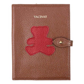 Porta Mini Cartão de Vacina - Modelo Einstein Little Bear Caramelo Liso com Vermelho Liso Pronta Entrega