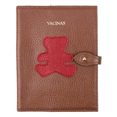 Porta Mini Cartão de Vacina - Modelo Einstein Little Bear Caramelo Liso com Vermelho Liso Pronta Entrega
