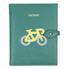Porta Mini Cartão de Vacina - Modelo Einstein Bicicleta em Couro Personalizado