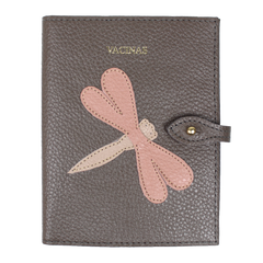 Porta Mini Cartão de Vacina - Modelo Einstein Libélula em Couro Personalizado