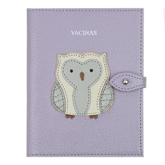 Porta Mini Cartão de Vacina - Modelo Einstein Coruja em Couro Personalizado