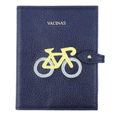 Porta Mini Cartão de Vacina - Modelo Einstein Bicicleta Marinho Liso com Lima Liso e Cinza Claro Liso Pronta Entrega