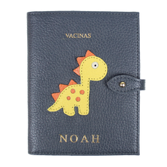 Porta Mini Cartão de Vacina - Modelo Einstein Little Dino em Couro Personalizado