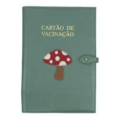 Porta Cartão de Vacina Cogumelo + Caderneta de Saúde Impressa em Couro Personalizado