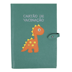 Porta Cartão de Vacina Little Dino em Couro Personalizado