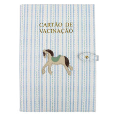 Porta Cartão de Vacina Cavalo Joca Estampa Listrado Pontilhado em Couro Personalizado