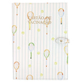 Porta Cartão de Vacina By Mariana Jabur Estampa Tennis em Couro Personalizado