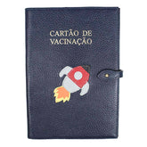 Porta Cartão de Vacina Foguete em Couro Personalizado
