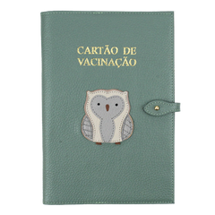 Porta Cartão de Vacina Coruja em Couro Personalizado