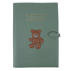 Porta Cartão de Vacina Urso Teddy Jade com Caramelo Liso Pronta Entrega
