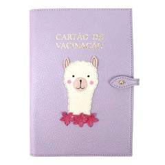 Porta Cartão de Vacina Lhama + Caderneta de Saúde Impressa em Couro Personalizado