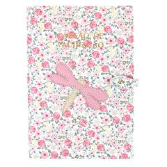 Porta Cartão de Vacina Libélula Estampa Bosque com Rosa Chá e Off White Liso Pronta Entrega