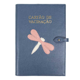 Porta Cartão de Vacina Libélula em Couro Personalizado