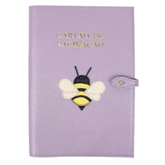 Porta Cartão de Vacina Abelha + Caderneta de Saúde Impressa em Couro Personalizado