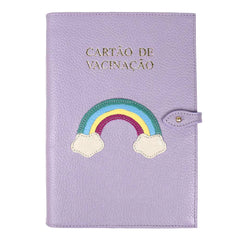 Porta Cartão de Vacina Arco Íris + Caderneta de Saúde Impressa em Couro Personalizado