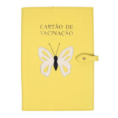 Porta Cartão de Vacina Borboleta em Couro Personalizado