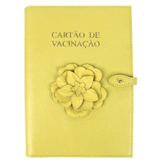 Porta Cartão de Vacina Camélia em Couro Personalizado