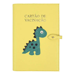 Porta Cartão de Vacina Little Dino em Couro Personalizado