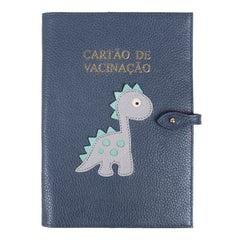 Porta Cartão de Vacina Little Dino em Couro Personalizado