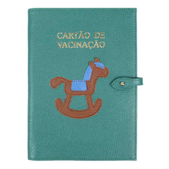 Porta Cartão de Vacina Little Horse + Caderneta de Saúde Impressa em Couro Personalizado