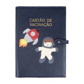 Porta Cartão de Vacina Astronauta de Couro Personalizado