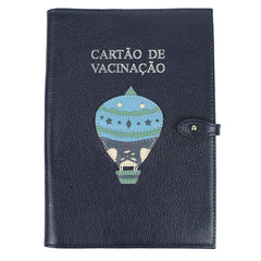 Porta Cartão de Vacina Balão Otto + Caderneta de Saúde Impressa em Couro Personalizado
