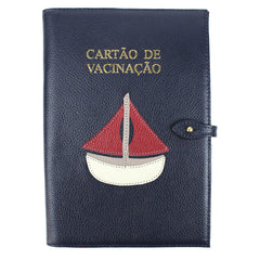 Porta Cartão de Vacina Barco + Caderneta de Saúde Impressa em Couro Personalizado