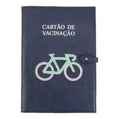 Porta Cartão de Vacina Bicicleta + Caderneta de Saúde Impressa em Couro Personalizado