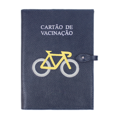 Porta Cartão de Vacina Bicicleta em Couro Personalizada