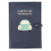 Porta Cartão De Vacina Little Car Marinho Liso com Menta Liso Pronta Entrega